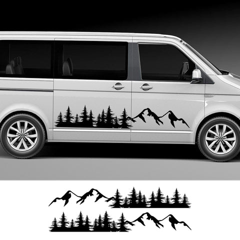 2PCS Car Mountain Forest Door Side Stickers